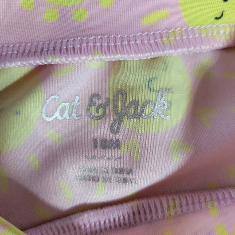 Cat & Jack Girls Swimsuit Top Pink And Yellow Sun's Size 18M